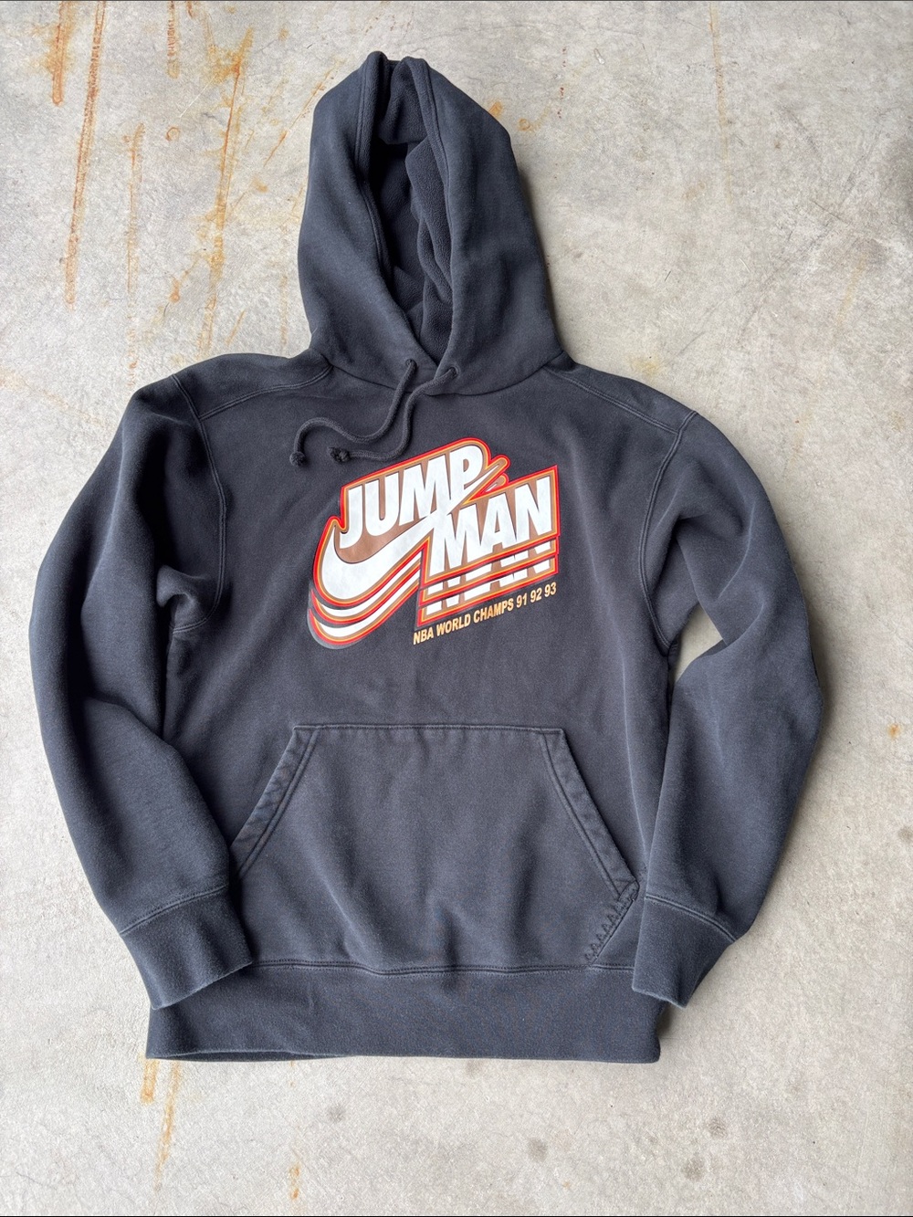 Jordan Jumpman Hoodie Black NBA Champs Graphic Y2K Streetwear size small